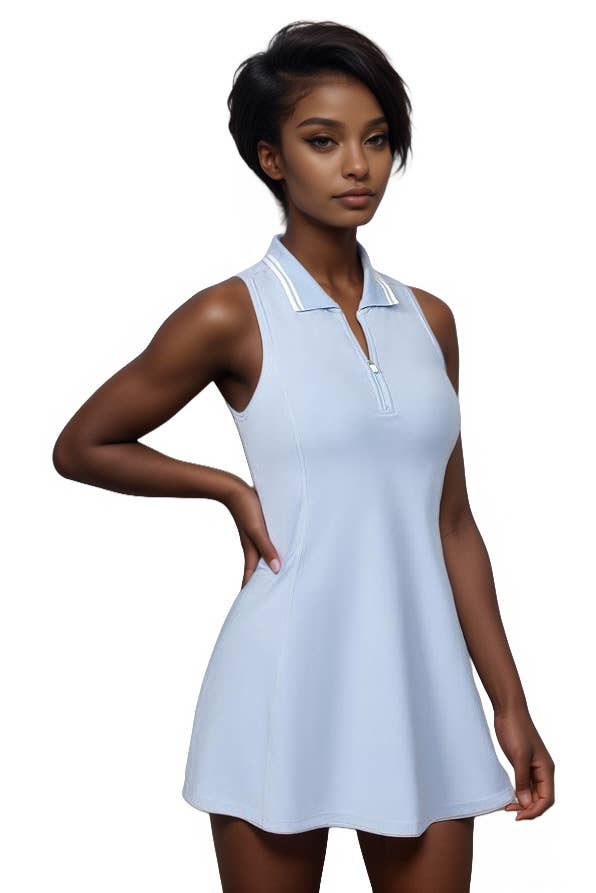HALF-ZIP TENNIS DRESS WITH INNER SHORTS