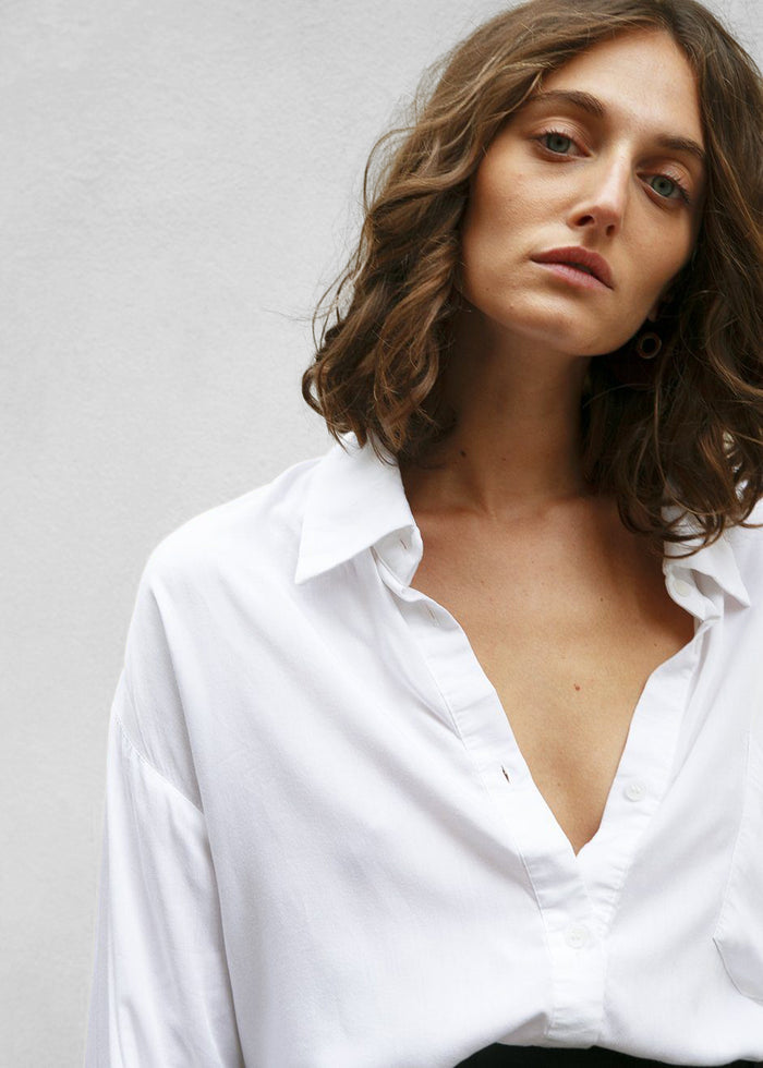 Hanna Silky Oversized Blouse - White