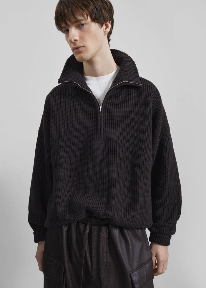 Harrison Quarter Zip Jumper - Dark Plum