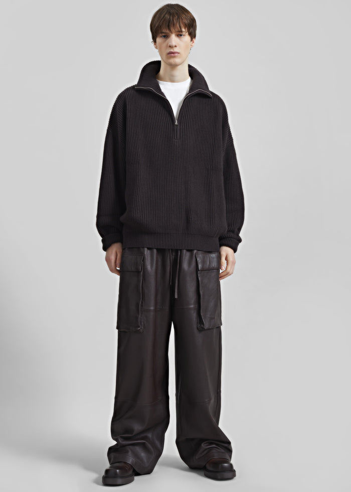 Harrison Quarter Zip Jumper - Dark Plum