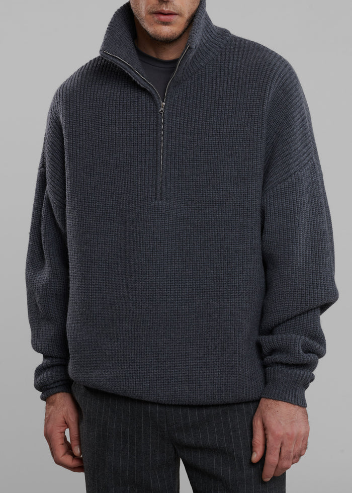 Harrison Quarter Zip Jumper - Grey Melange
