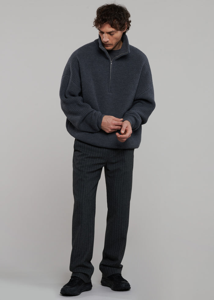 Harrison Quarter Zip Jumper - Grey Melange