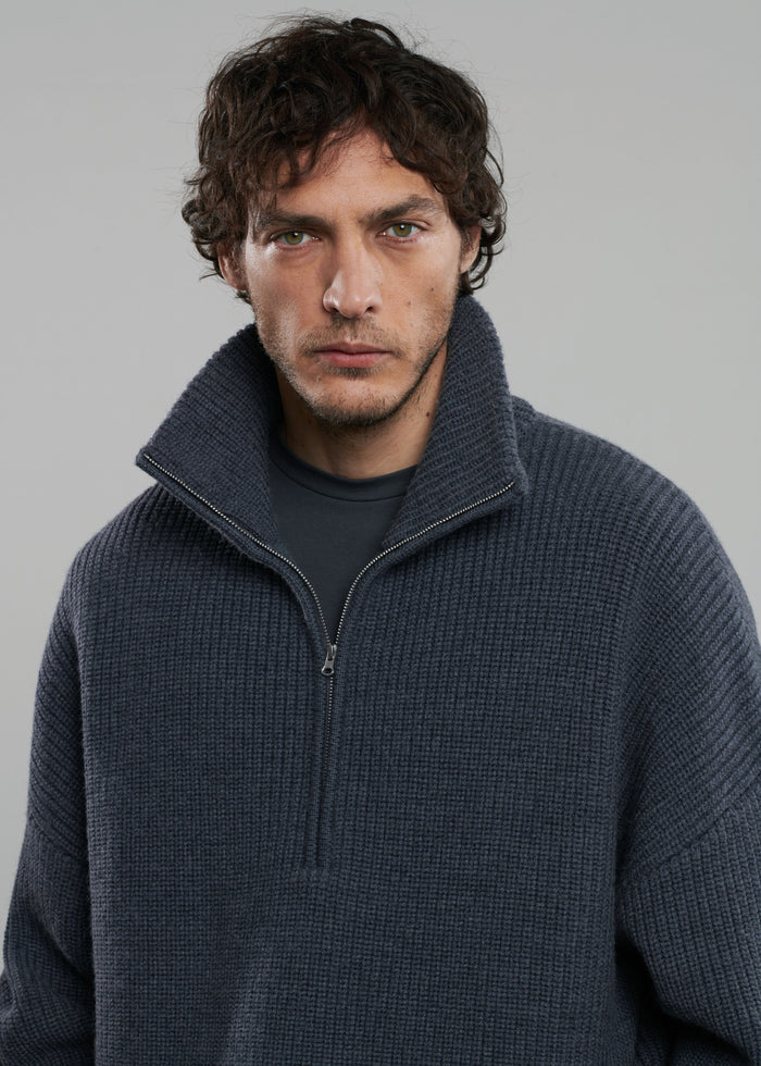Harrison Quarter Zip Jumper - Grey Melange