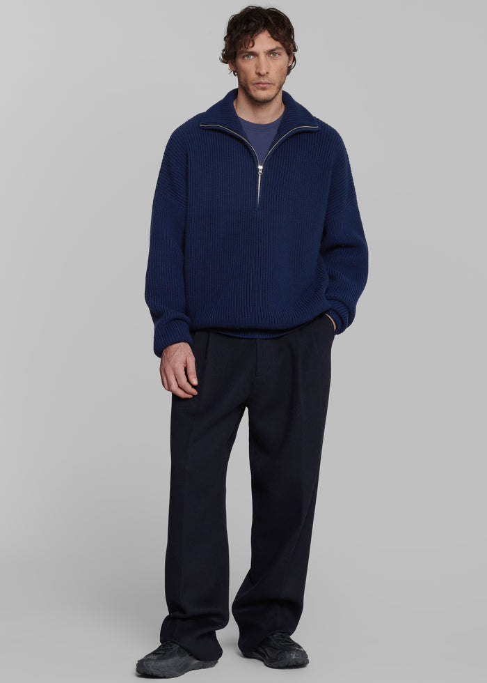 Harrison Quarter Zip Jumper - Navy