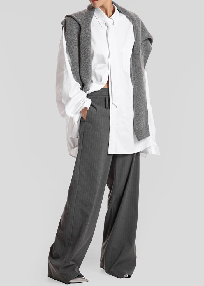 Havelock Oversized Neck-Tie Shirt - White