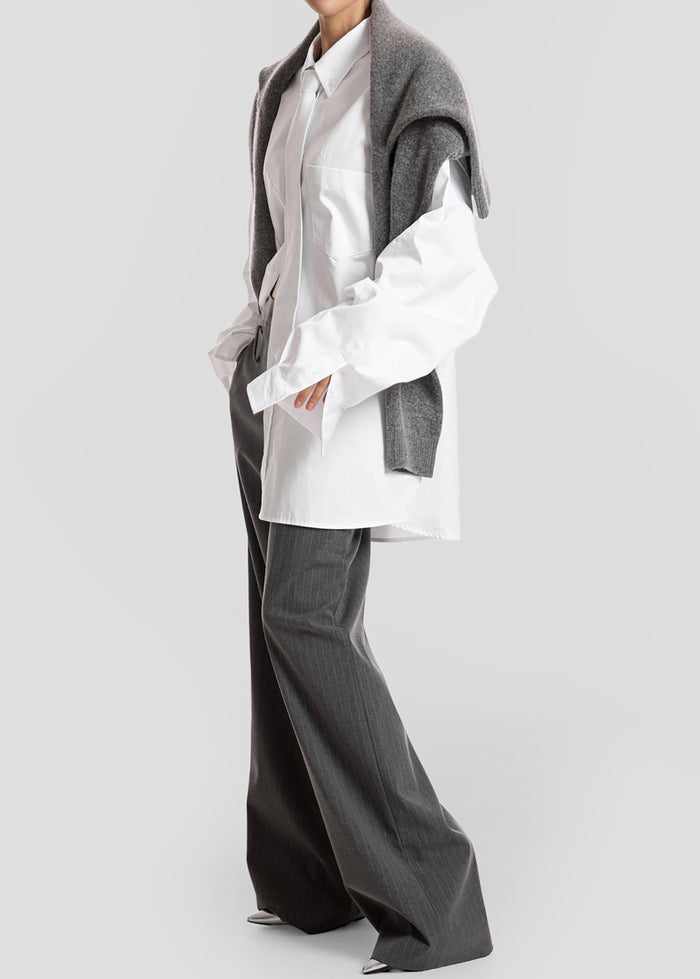 Havelock Oversized Neck-Tie Shirt - White
