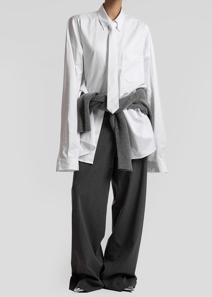 Havelock Oversized Neck-Tie Shirt - White