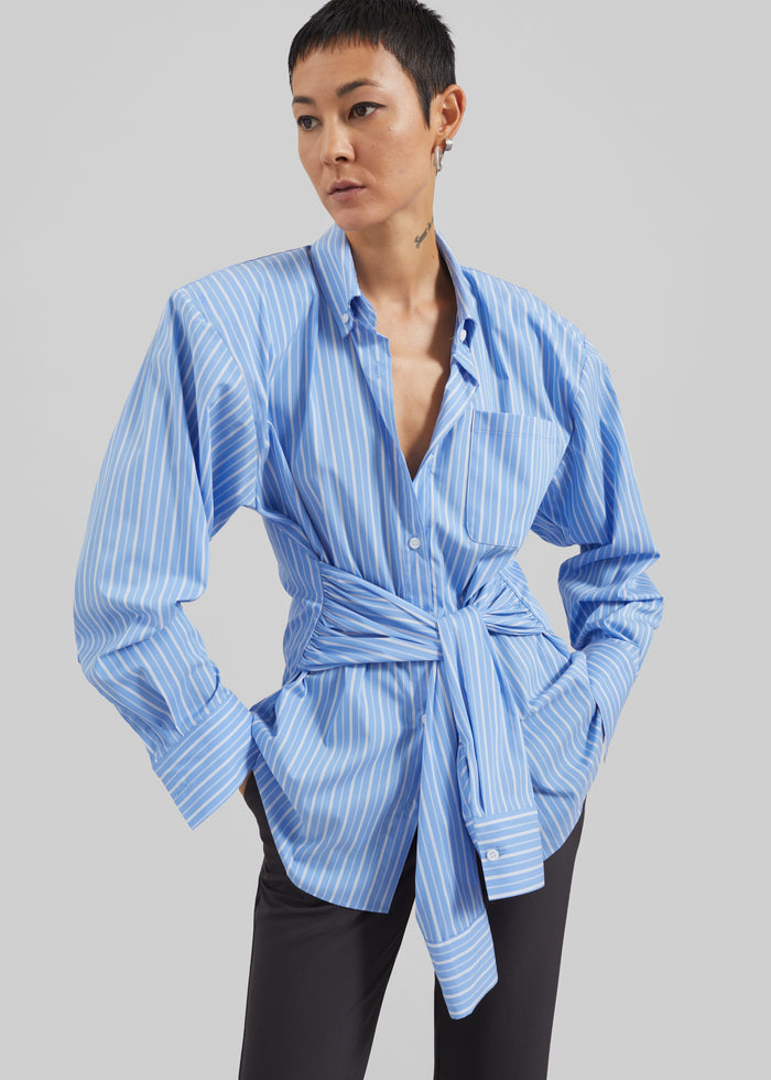 Heaton Double-Sleeve Padded Shirt - Blue/White Stripe