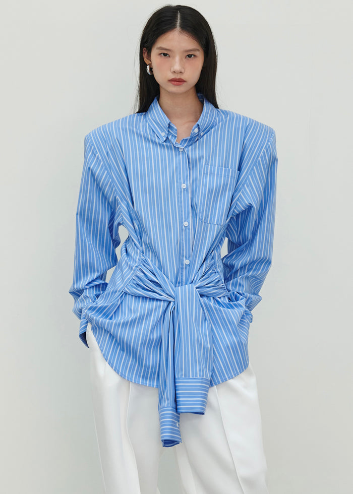Heaton Double-Sleeve Padded Shirt - Blue/White Stripe