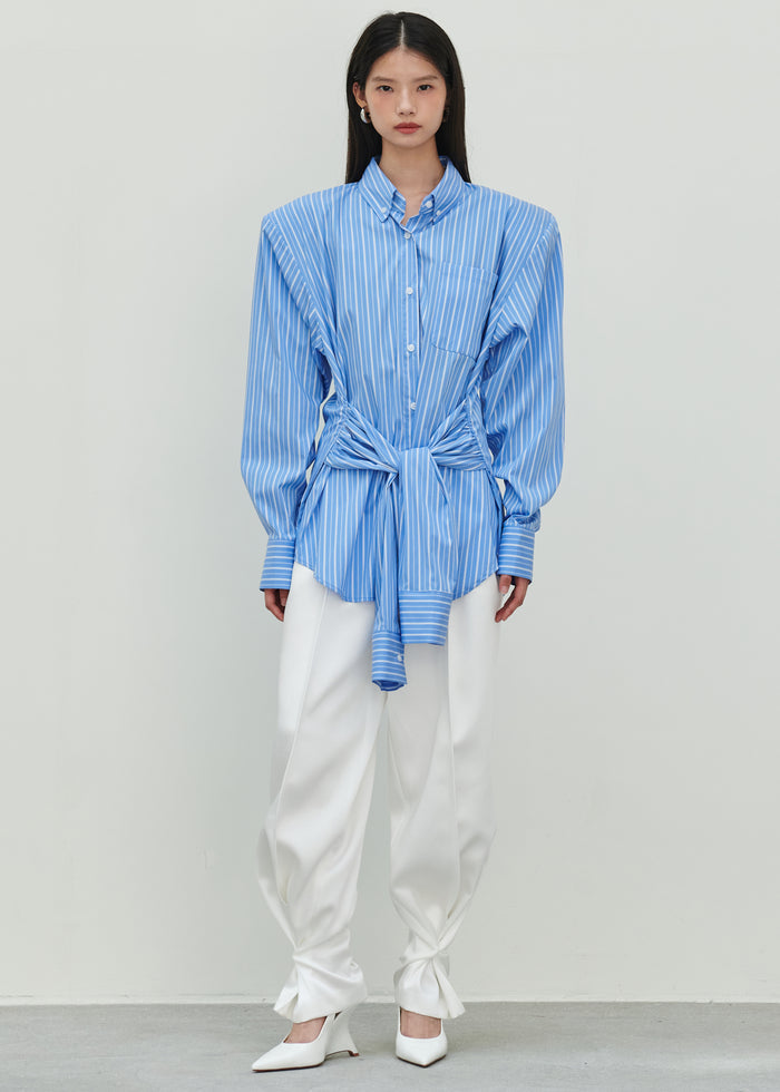 Heaton Double-Sleeve Padded Shirt - Blue/White Stripe