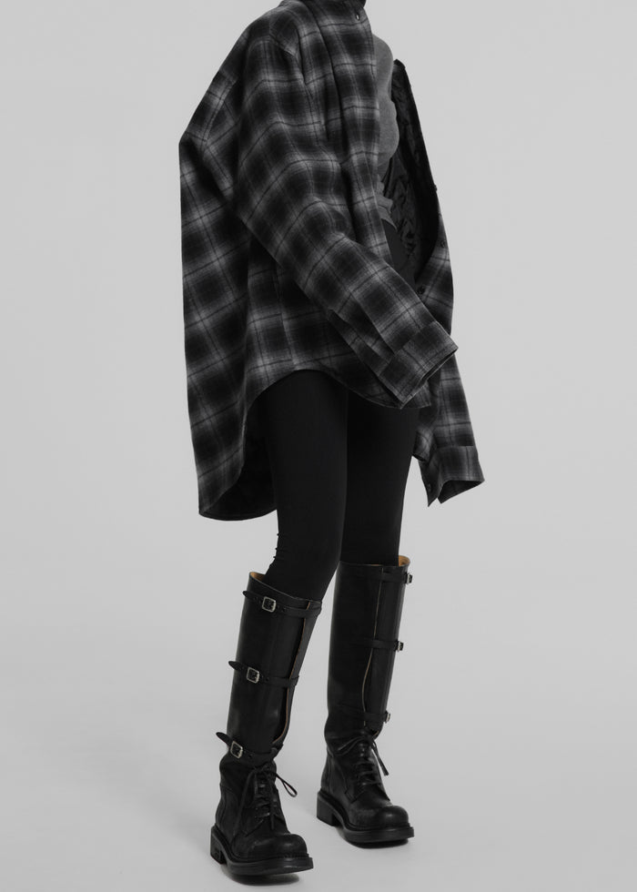 Helka Flannel Quilted Shirt - Charcoal