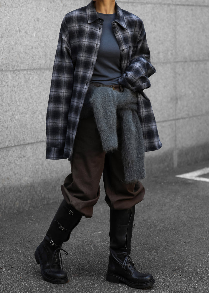 Helka Flannel Quilted Shirt - Charcoal