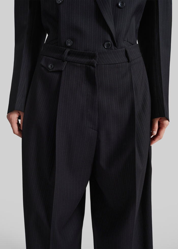 Helmond Pleated Trousers - Black Multi Stripe