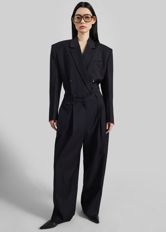 Helmond Pleated Trousers - Black Multi Stripe