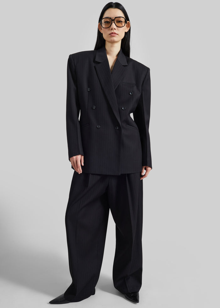 Helmond Pleated Trousers - Black Multi Stripe