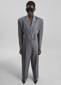 Helmond Pleated Trousers - Grey Multi Stripe