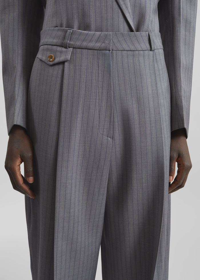 Helmond Pleated Trousers - Grey Multi Stripe