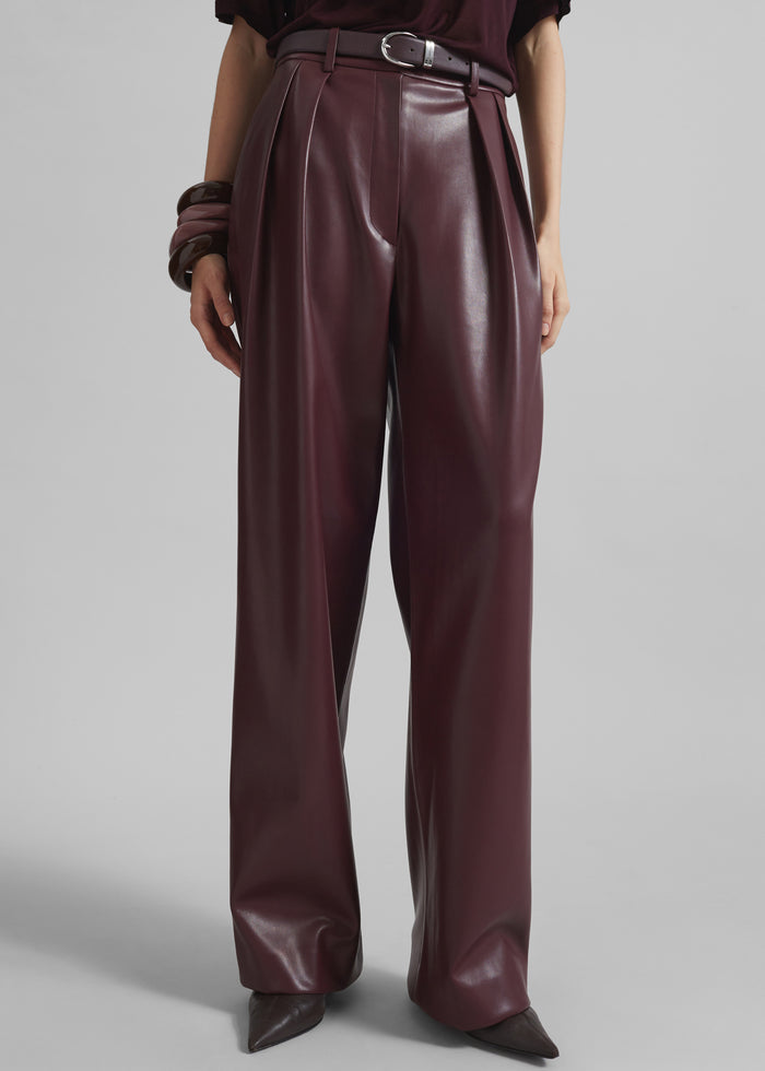 Helsinki Faux Leather Pants - Burgundy