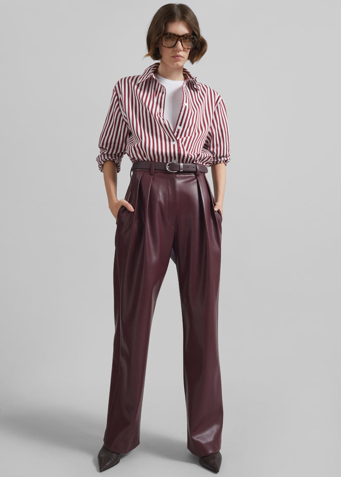 Helsinki Faux Leather Pants - Burgundy