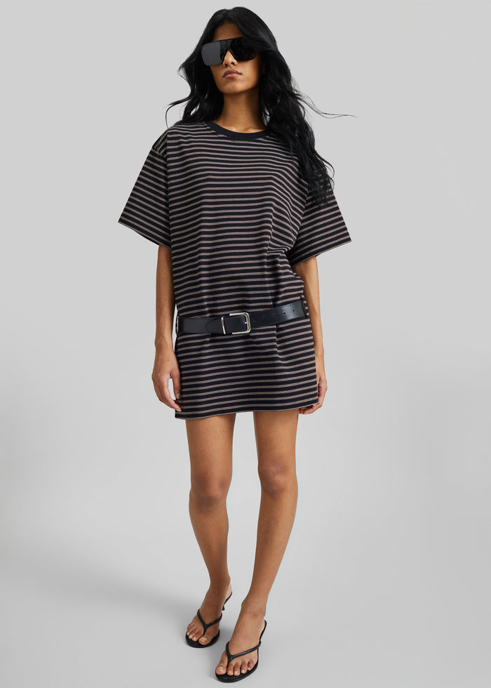 Hemse T-Shirt Dress - Black Multi Stripe