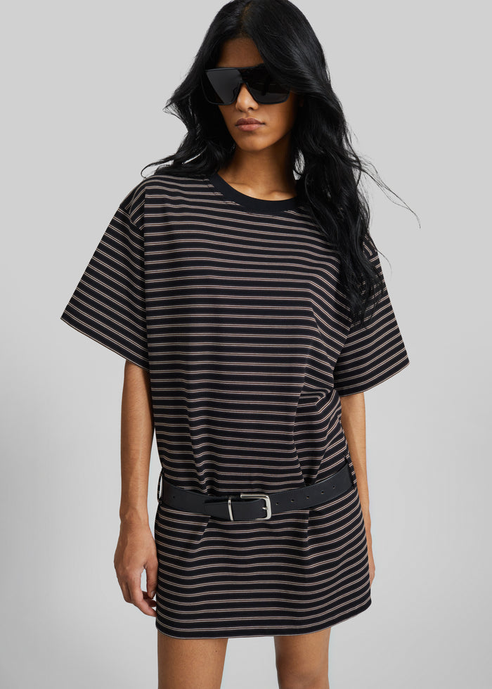 Hemse T-Shirt Dress - Black Multi Stripe