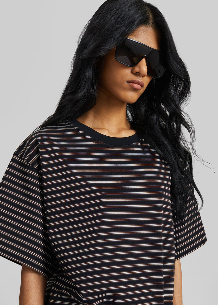 Hemse T-Shirt Dress - Black Multi Stripe
