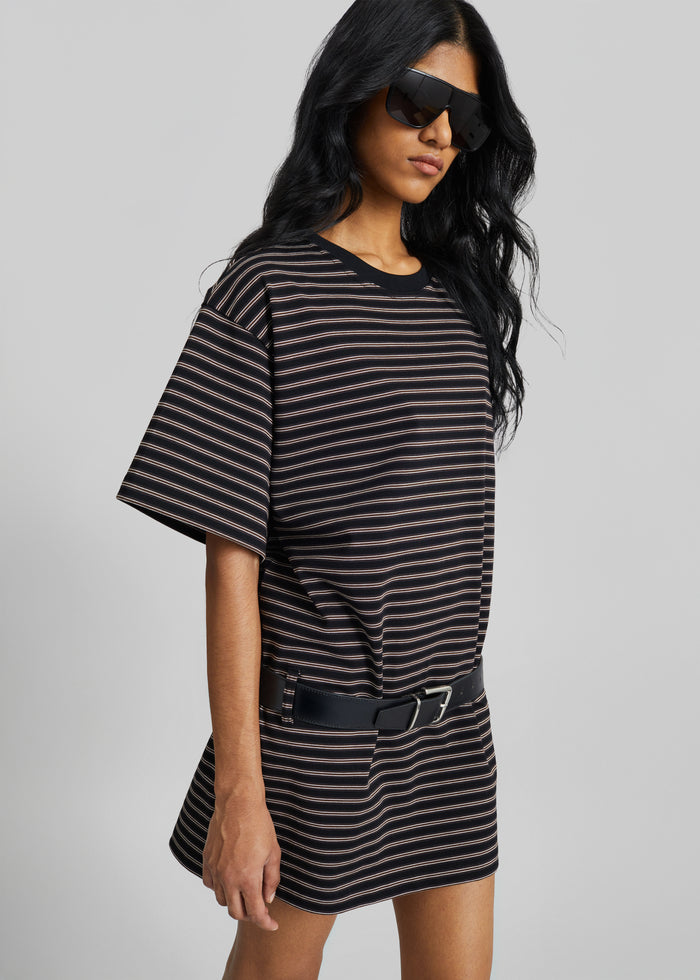 Hemse T-Shirt Dress - Black Multi Stripe