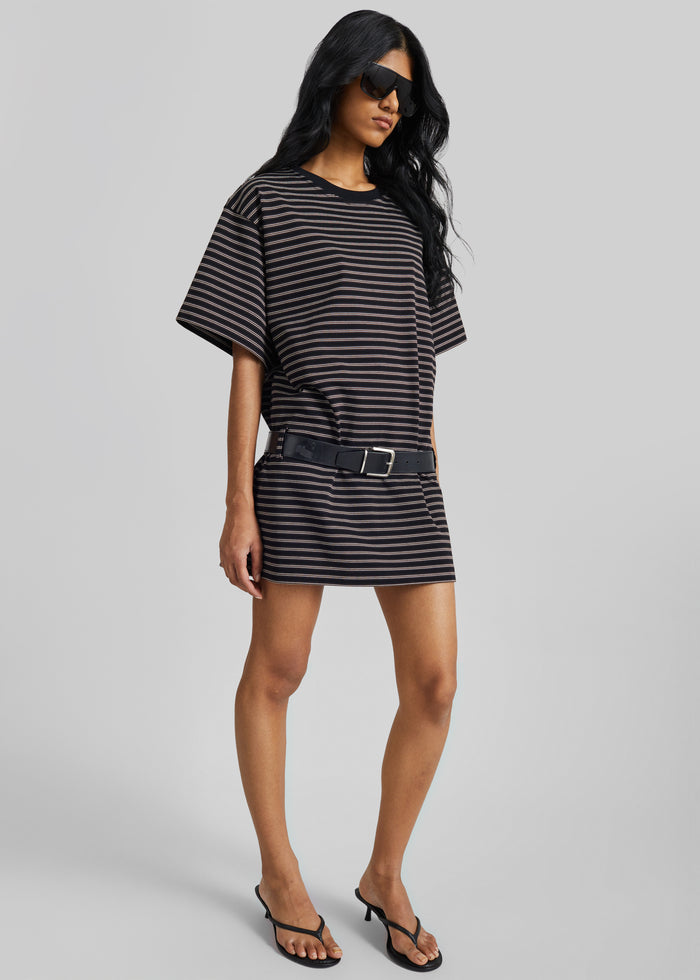 Hemse T-Shirt Dress - Black Multi Stripe