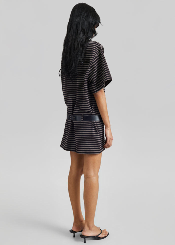Hemse T-Shirt Dress - Black Multi Stripe