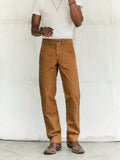 Light Gray hencye washed canvas workpant in brown