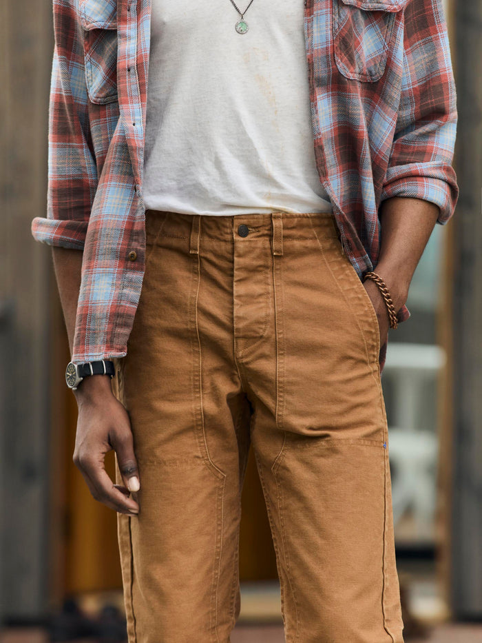 Sienna hencye washed canvas workpant in brown