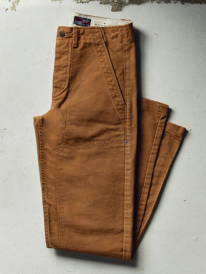 Light Gray hencye washed canvas workpant in brown