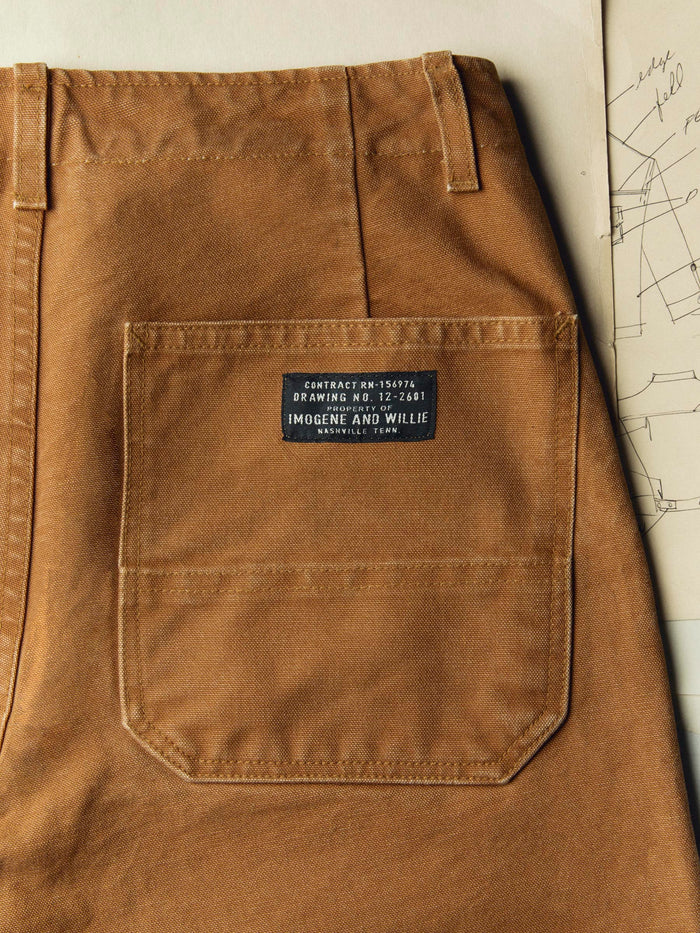 Sienna hencye washed canvas workpant in brown