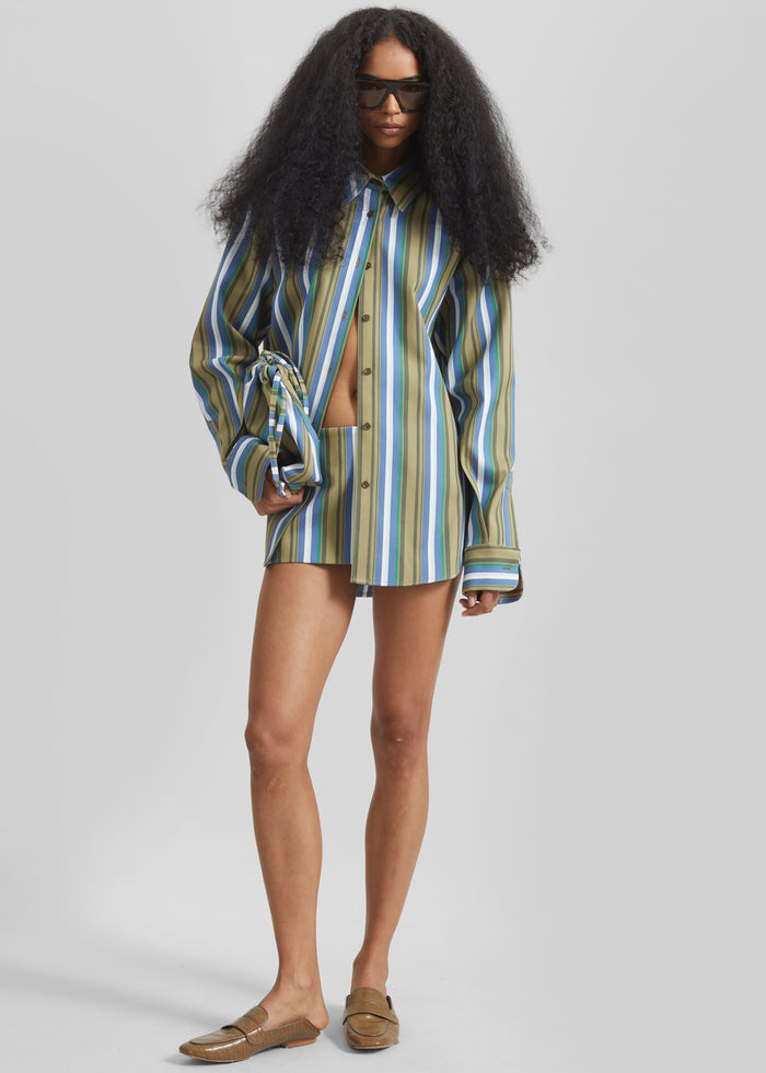 Hera Mini Skirt - Green Multi Stripe