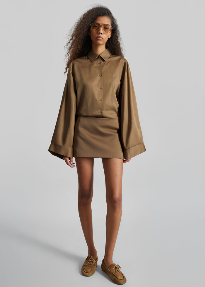 Hera Satin Mini Skirt - Brown