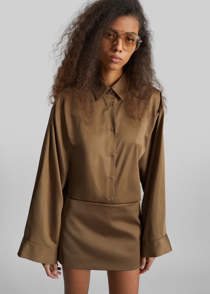 Hera Satin Mini Skirt - Brown