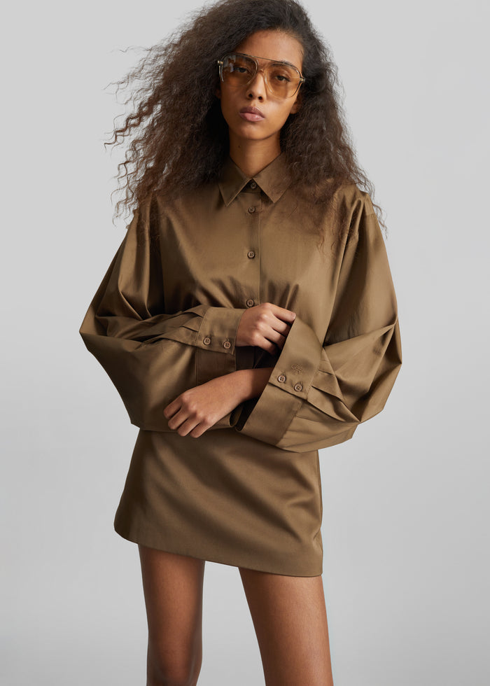 Hera Satin Mini Skirt - Brown