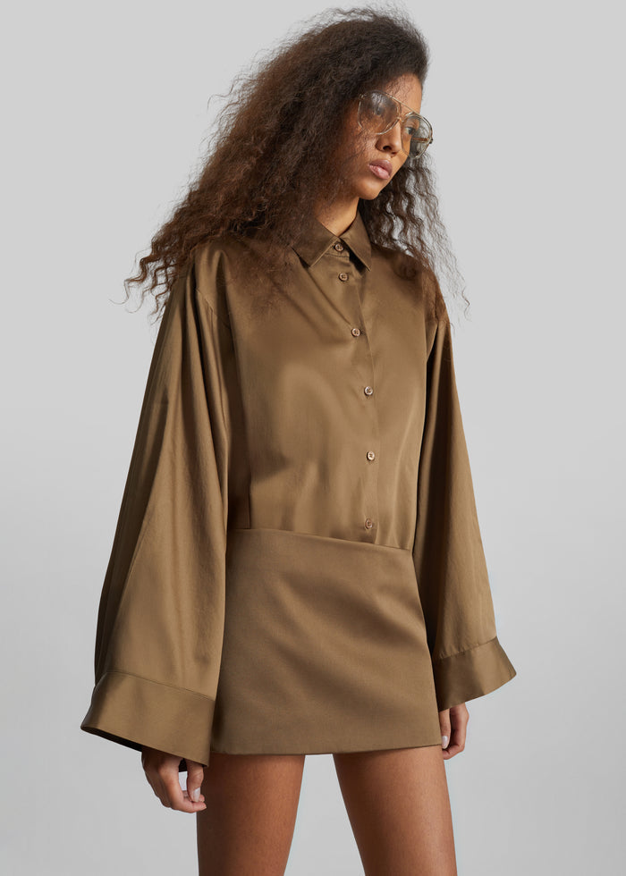 Hera Satin Mini Skirt - Brown