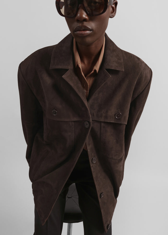 Hester Faux Suede Jacket - Brown