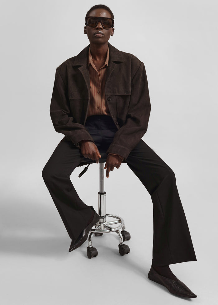 Hester Faux Suede Jacket - Brown