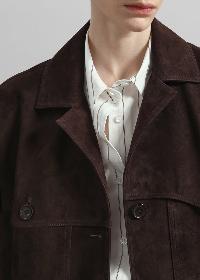 Hester Faux Suede Jacket - Brown
