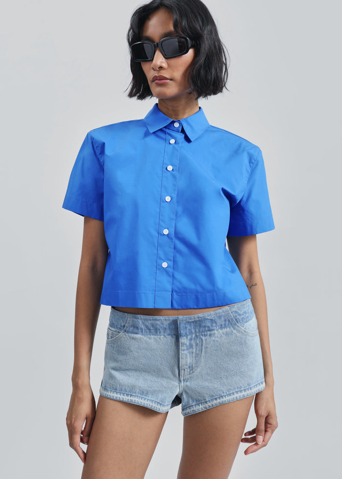 Hiva Cropped Shirt - Cobalt