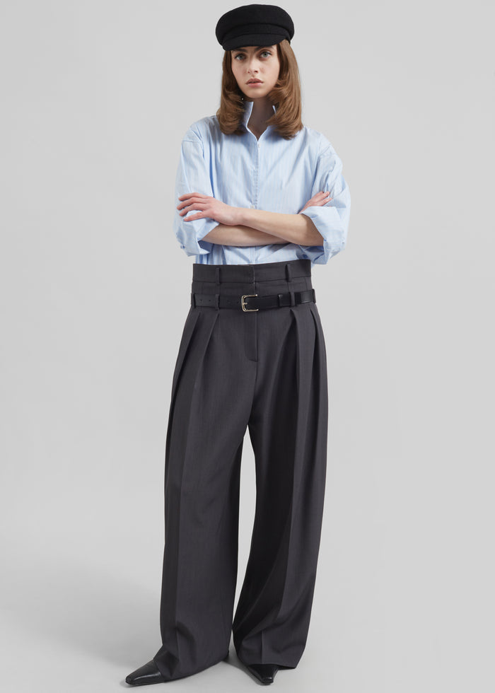 Hobart Double Belt Loop Trousers - Dark Grey