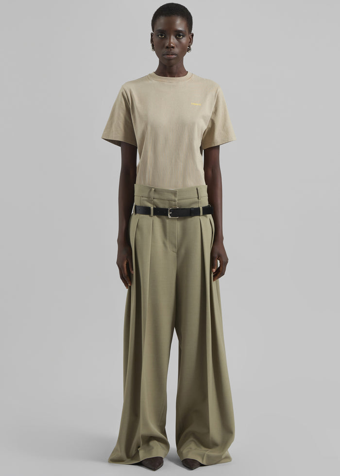 Hobart Double Belt Loop Trousers - Pale Olive