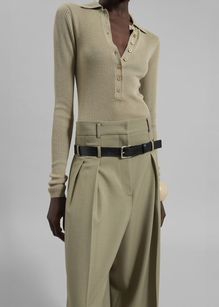 Hobart Double Belt Loop Trousers - Pale Olive