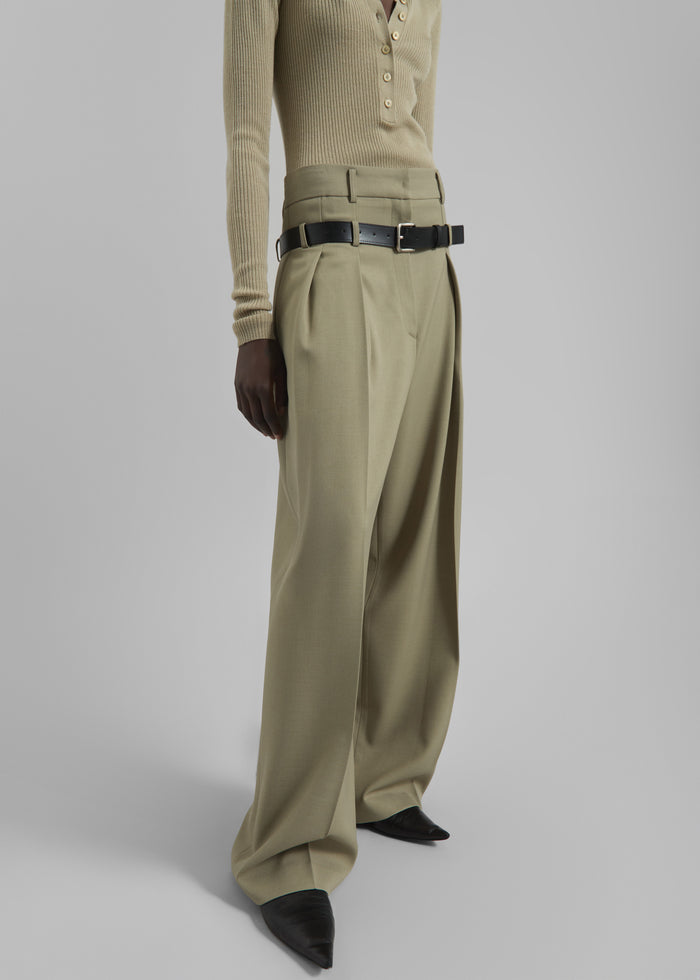 Hobart Double Belt Loop Trousers - Pale Olive