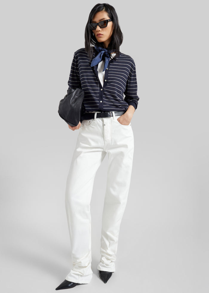 Hossegor Fine Knit Cardigan - Navy/White Stripe