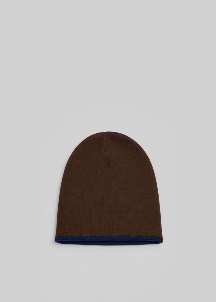 Inko Cashmere Reversible Beanie - Brown/Navy