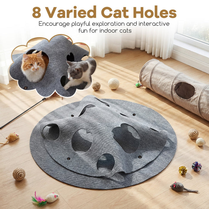 Interactive Foldable Cat Tunnel for Indoor Cats 40‚Äù Round Large Enrichment Play Felt Mat