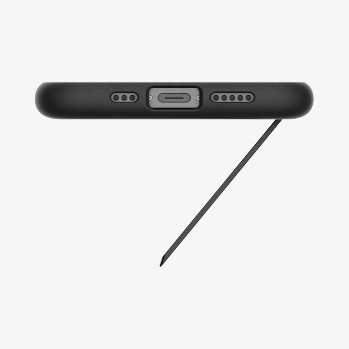 ACS09129 - iPhone 17e Case Slim Armor (MagFit) in Black showing the bottom with the device
